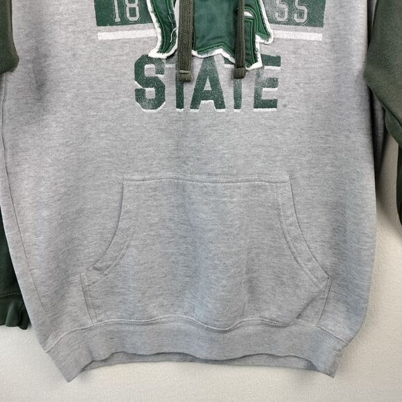 Michigan State Spartans Hoodie Sweatshirt Mens M Green Gray Ouray Spellout VTG - Picture 6 of 15